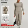 Women's Sporty Plain Suit, Short Sleeve High Waist Above Ankle, Comfortable Yoga Fitness Set, 2-Piece for Daily Wear, Sports Wear