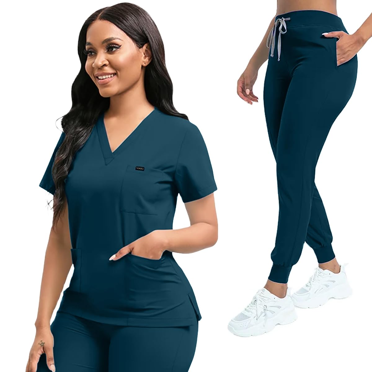 Comfortable Leisure Care Center Daily Practical Work Clothes Set Nurse Uniform Women Solid Nursing Set Hospital Doctor Scrubs Sets Unisex Pet Clinic Veterinary Workwear