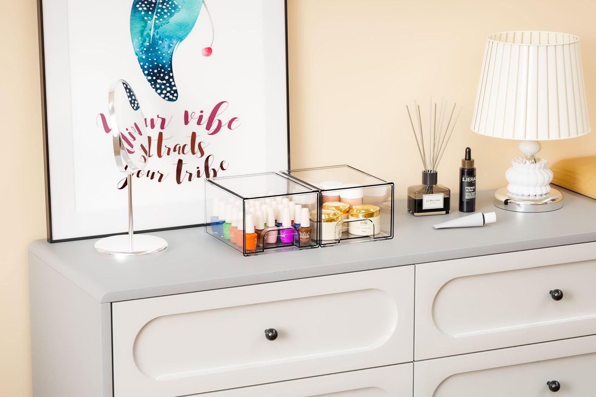 Cosmetic Storage Box Drawer Style Stackable Multi-Functional Organizer, Perfect Makeup Organizer for Home & Travel, Stylish & Practical Storage Solution