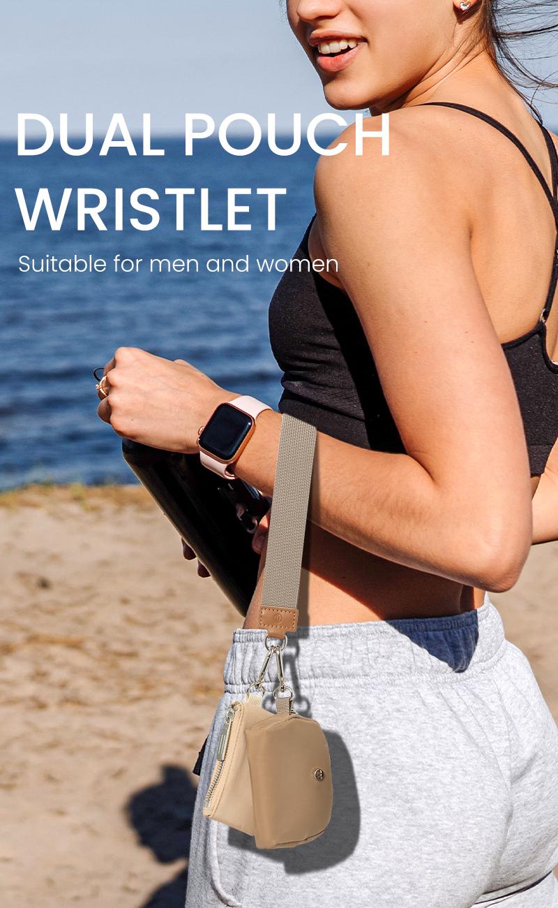 MEXS Mini Zip Around Wristlet Wallet for Women Dual Pouch Wristlet Portable Coin Purse Mini Women Coin Pocket