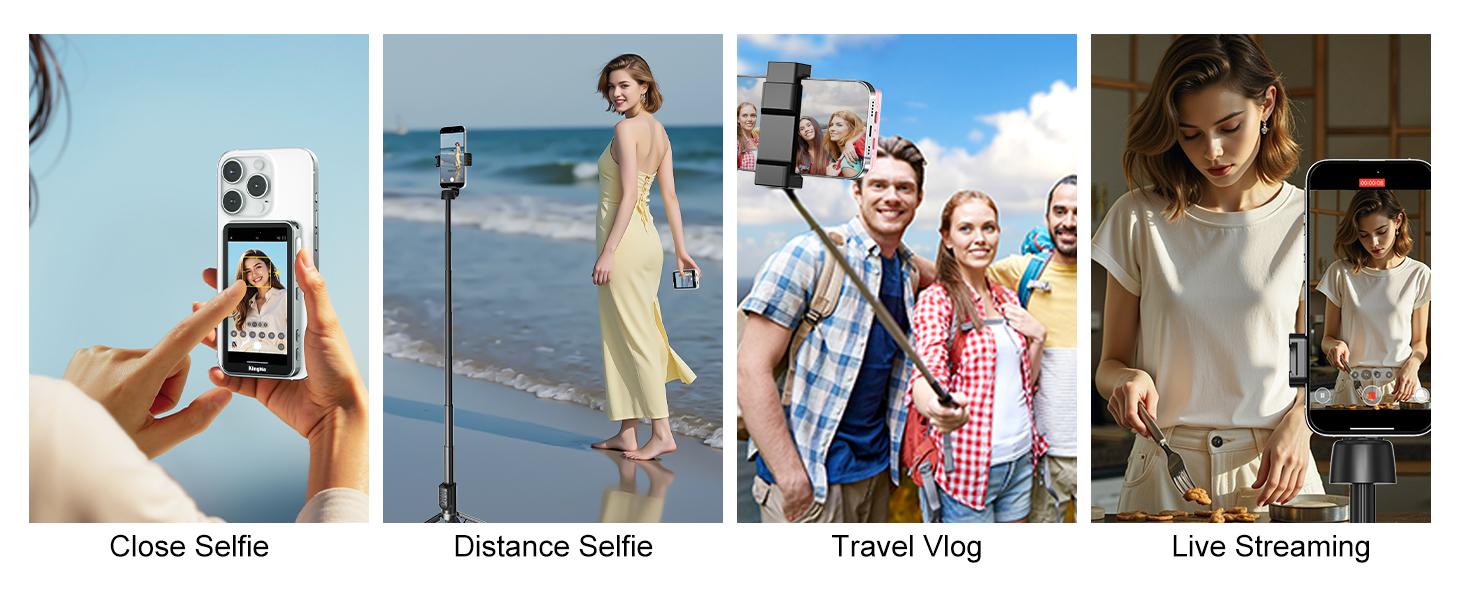 Newmowa Touchscreen Phone Vlog Selfie Monitor Screen, Magnetic Wireless Back Camera Selfie Monitor with Focus Adjustment ONLY for iPhone, Support 4K 30fps Wireless Recording for iPhone 15/16/17 TikTok YouTube Instagram