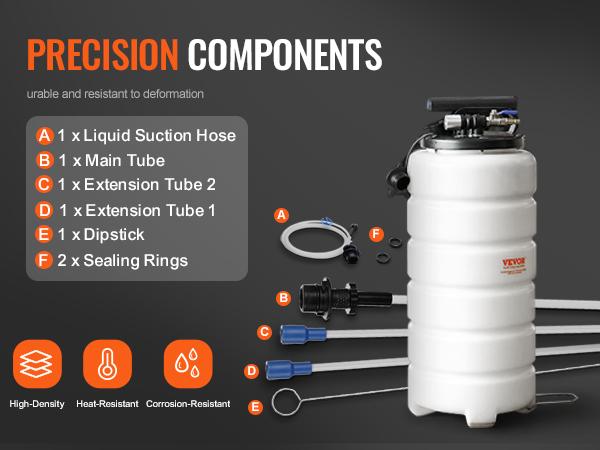 VEVOR Fluid Extractor, 1.74 Gallons (6.5 Liters), Pneumatic/Manual Oil Changer Vacuum Fluid Extractor with Dipstick and Suction Hose, Oil Extractor Change Pump for Automotive Fluids Vacuum Evacuation