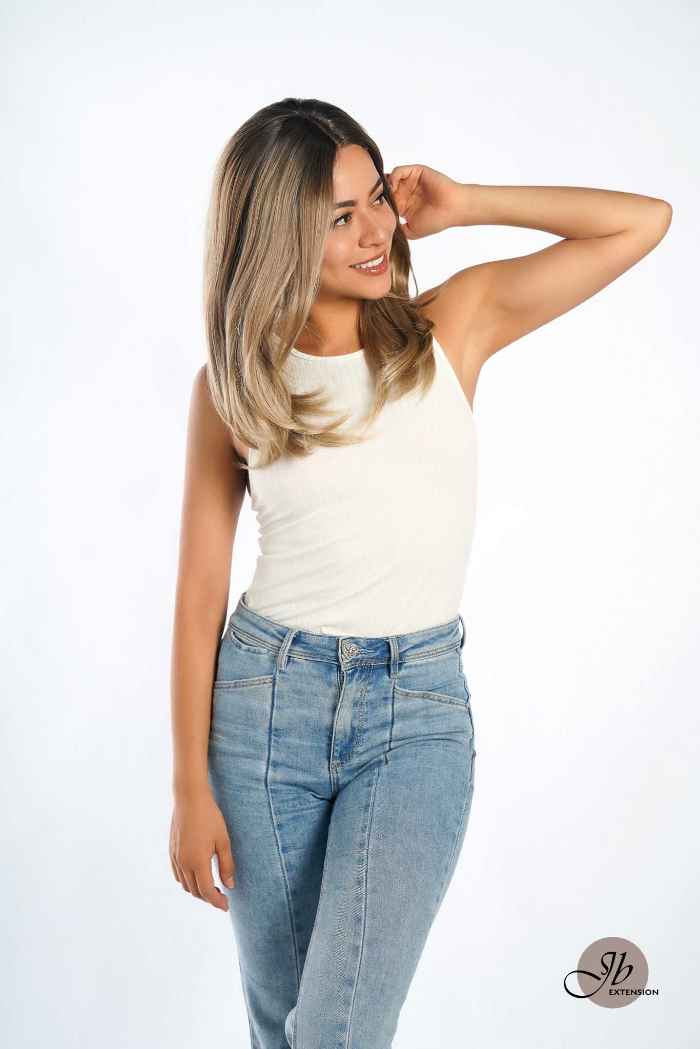 JBEXTENSION 22 Inches Medium Length Pre-Cut Frontlace Glueless Wig ROBY