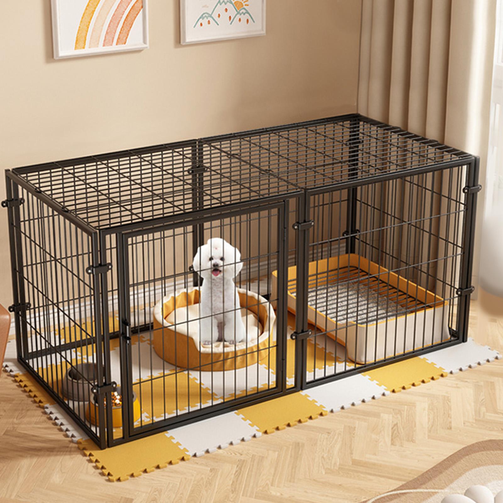 48 Inch Puppy Playpen Easy Assemble Heavy Duty Wire Dog Crates Metal Grid Dogs Cage Kennel Stackable for Puppy/Small Dog/Rabbit/Pig
