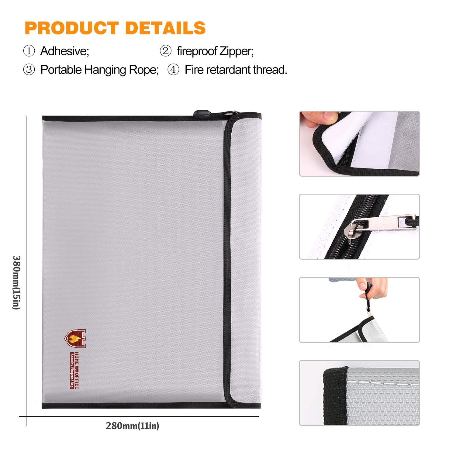 Upgrade Version 5000°f Fireproof Explosion-Proof File Bag, Insulated, Zipper, Waterproof, Ideal for Cash, Important Documents, Valuable Items