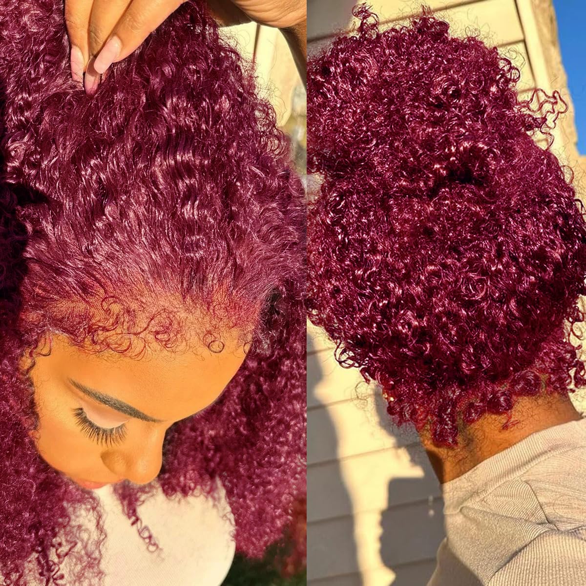 Hidden Straps 360 Lace Front Wigs Human Hair 180% Density Deep Wave 360 Full HD Lace Wigs with Drawstring Pre Plucked With Baby Hair for Women Natural Black 99J Burgundy 4/27 Highlight Ombre