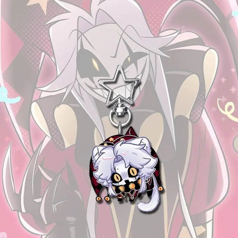Game The Freak Circus Pierrot Cosplay Keychain Kawaii Acrylic Joker Clown Pendant Keyring Key Chain Bag Accessory Ornament Props