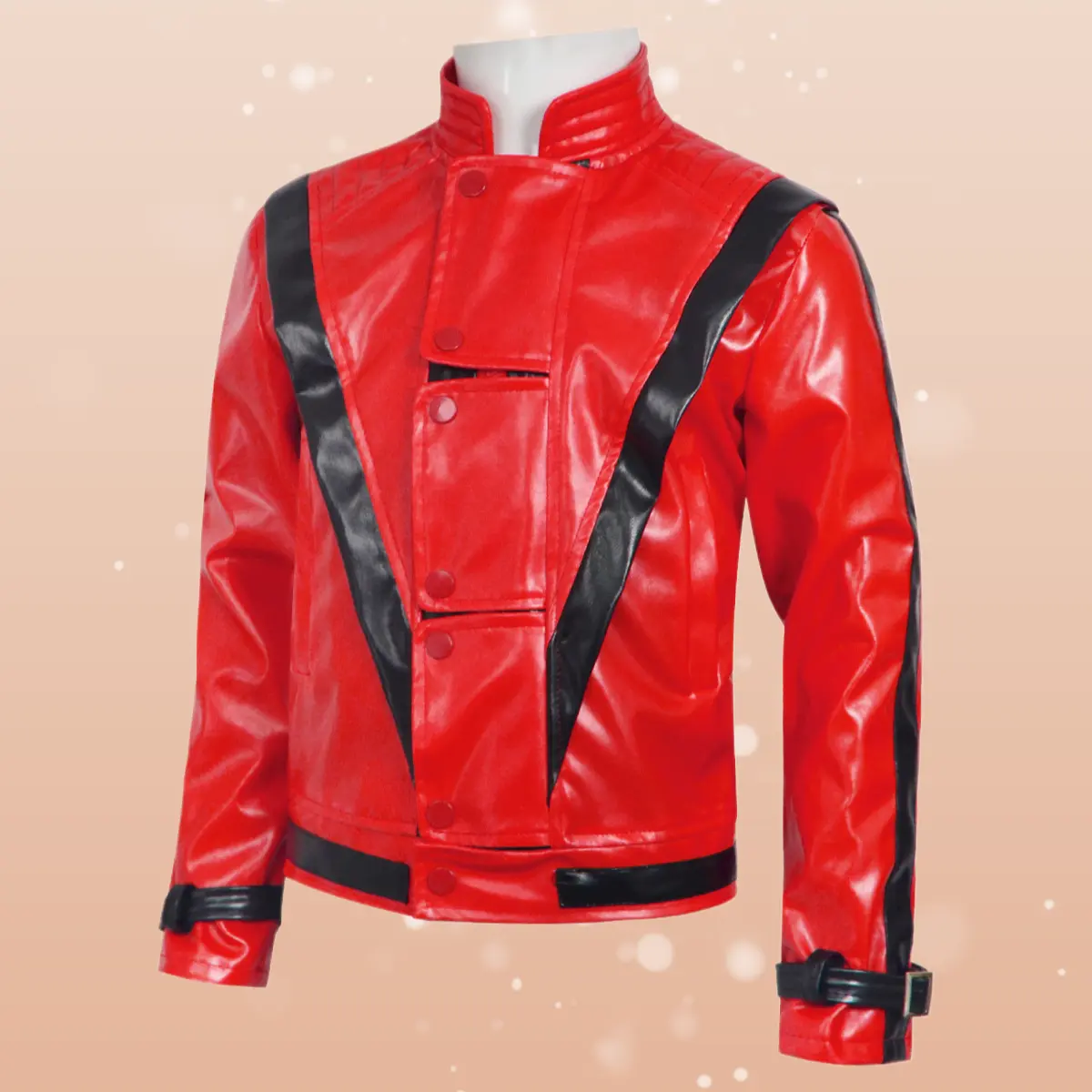 Classic Red Leather Michael Jackson Cosplay Outfit Halloween Stage Performance Full Dress Up Costume