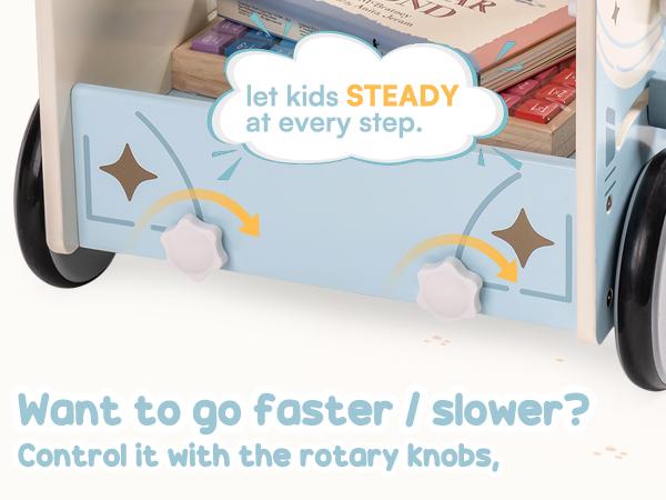 ROBUD Wooden Baby Walker, Baby Push Walker, Baby Activity Center Toys, Ajustable Speed Multi-Functional Baby Walker with Wheels for Boys and Girls