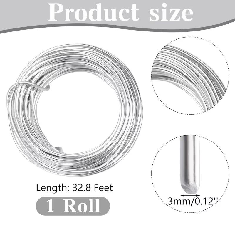 32.8 Feet 3mm Flexible Aluminum Craft Wire, Ideal for DIY Jewelry Making, Sculpting, Wreath Making, Christmas Decorations, Size 9
