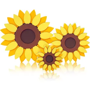 Sunflower Summer Decor,Wooden Summer Decorations for Home, 3 Pcs Sunflower Table Signs Centerpiece for Tiered Tray,Kitchen, Office, Car, Party