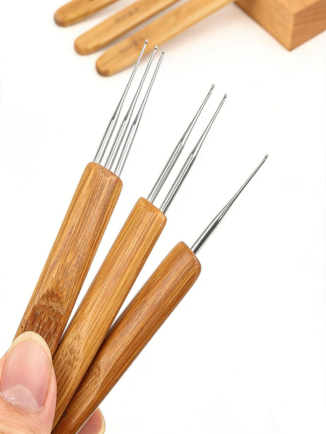 0.5mm High-Quality Wooden Handle Crochet Hook, Precise Needle Tip, Ideal for Wigs, Braiding, Hair Extensions, Handmade Crafting Tools
