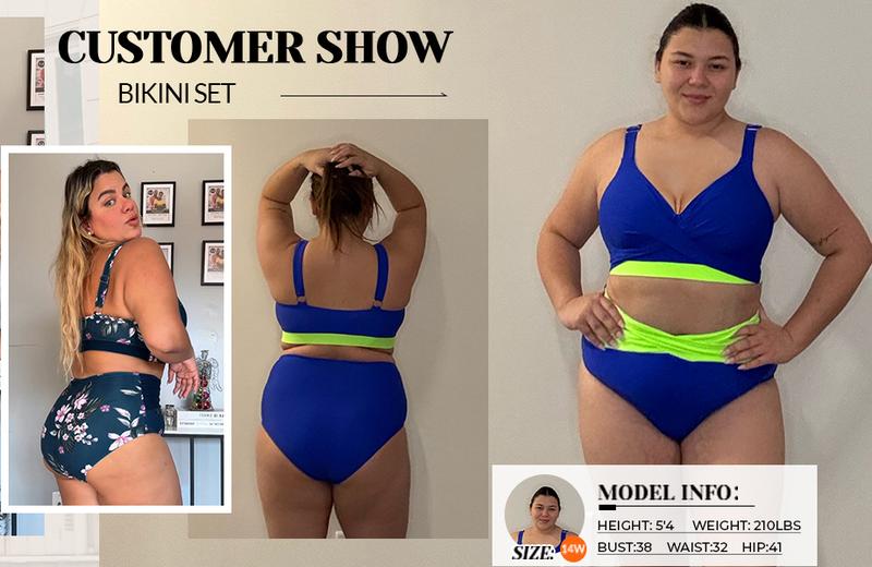 Yonique Women's Plus Size High Waisted Bikini - Two Piece Swimsuit Tummy Control Bathing Suit Twist Swimwear