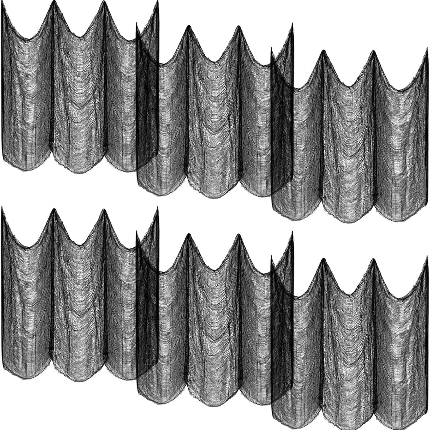 30x72-Inch Spooky Halloween Fabric, Eerie Gauze for Party Decorations, Packs of 2 or 4 with 40 or 80 Spiders, Easy to Use