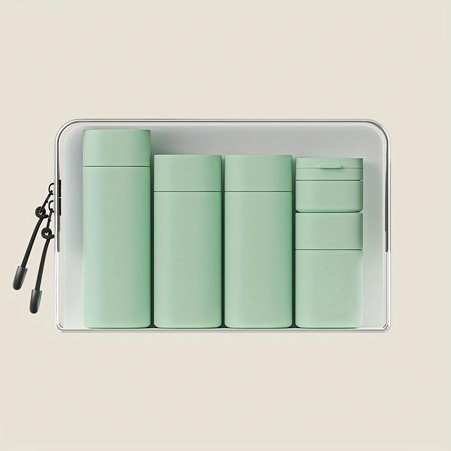 6-Piece Travel Makeup Cosmetic Dispenser Bottle Set, Portable Compact Cream & Shampoo Containers, Includes PU Bag, Sizes 100ML-15ML, Ideal for Travel Essentials