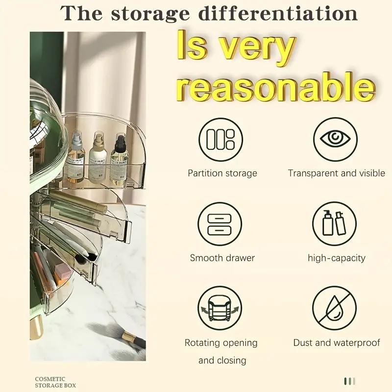 Multi-functional Makeup Storage Box, 1 Count Drawer Type Desktop Cosmetic Storage Box, Dustproof Large Capacity Storage Box For Home, Makeup Accessories Organizer