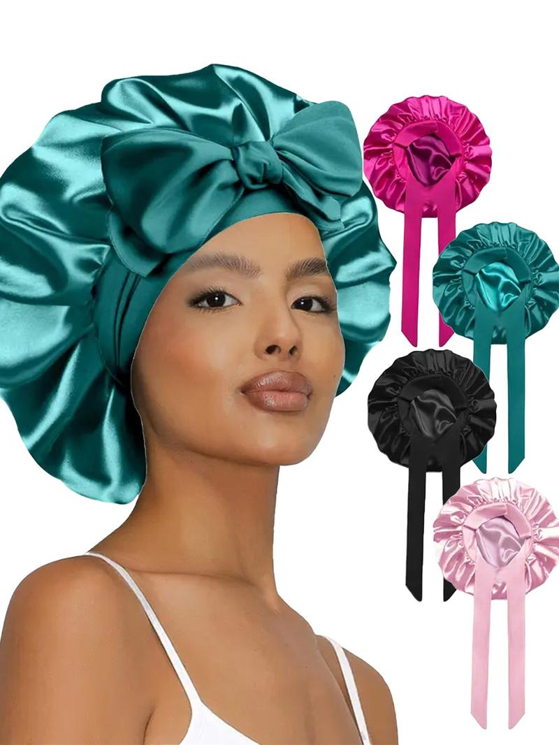 Women's Bonnet Pure Color Tie-Back Satin Hat, Casual Comfortable Daily Hair Care Cap, Sleep Cap for Everyday Use, Sleeping Bonnet