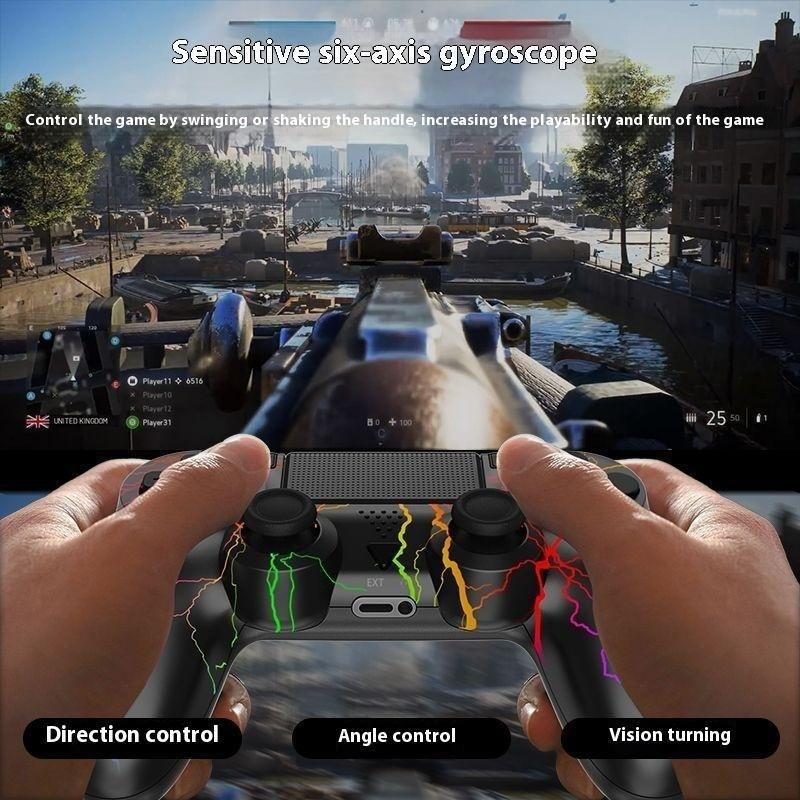 PS4 Wireless Controller, Limited Edition with Colorful Lightning Attack Design, Built - in Vibration Feedback, Six - Axis Gyroscope, Compatible with PS4 Players, Gaming Accessories