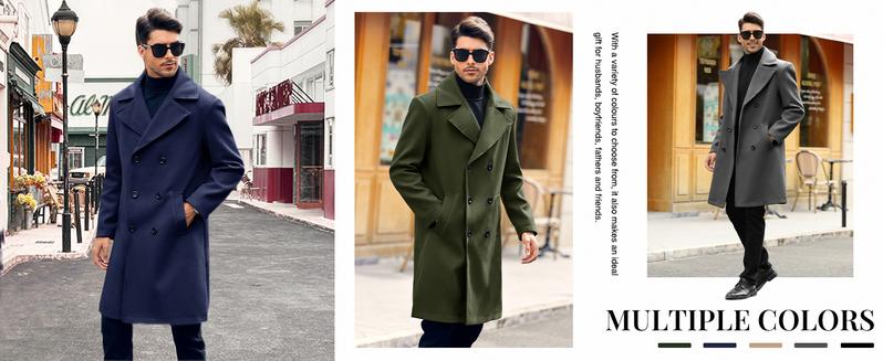 Runcati Men's Double Breasted Trench Coat Casual Lapel Collar Business Winter Long Overcoats Runcati Men's Double Breasted Trench Coat Casual Lapel Collar Business Winter Long Overcoats