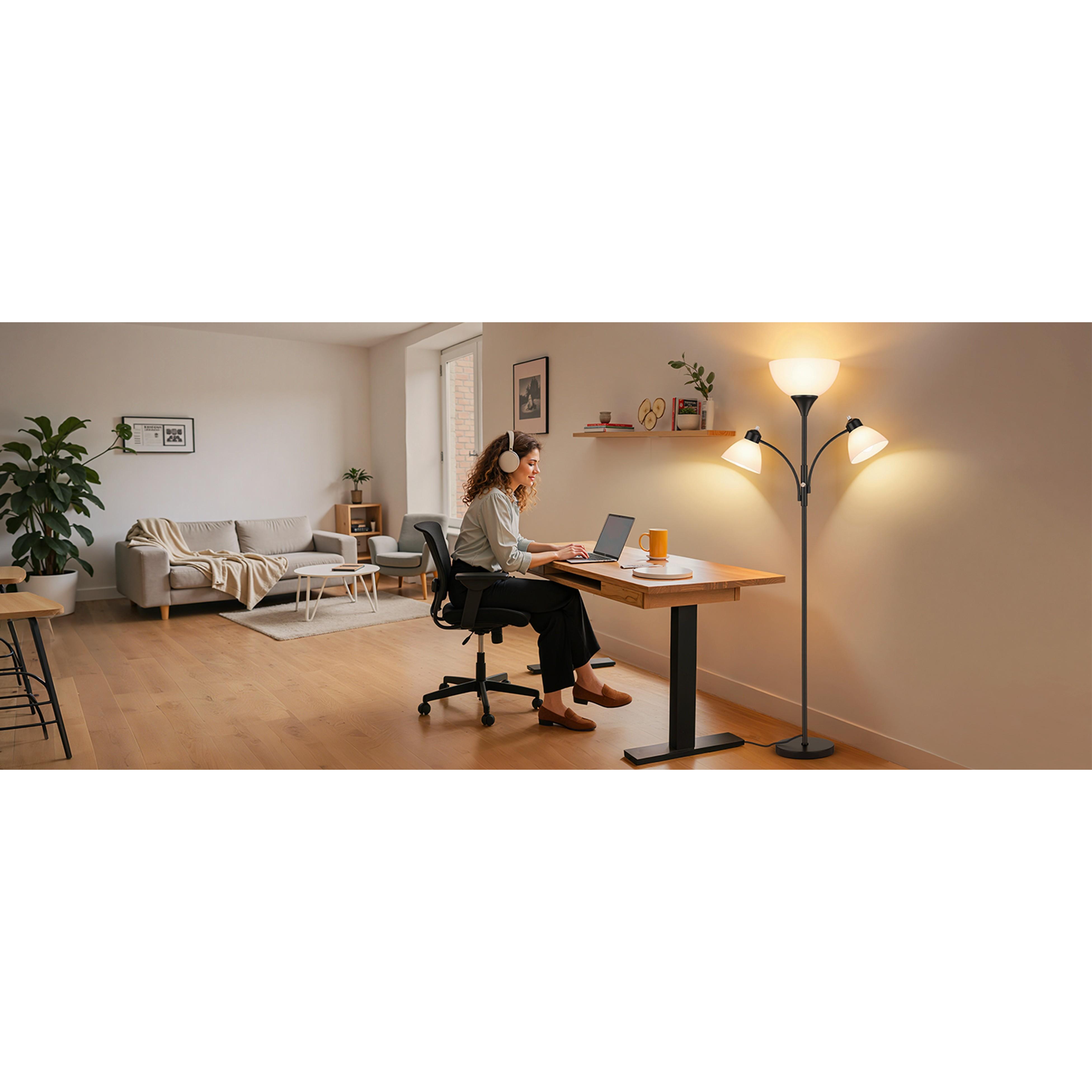 Torchiere Floor Lamps for Living Room,72" Dimmable Lamp with 2 Adjustable Reading Lights for Bedroom, Black Tall Standing Room Lamp, 3 Bulbs Included Torchiere Floor Lamps for Living Room,72" Dimmable Lamp with 2 Adjustable Reading Lights for Bedroom, Black Tall Standing Room Lamp, 3 Bulbs Included