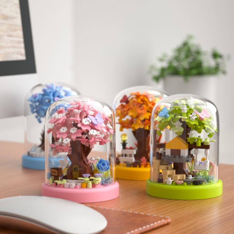 Spring Summer Autumn Small Particle Building Blocks Tree House, Dust Cover Included, Back-To-School DIY Gift, 2026 Trending Toy Present