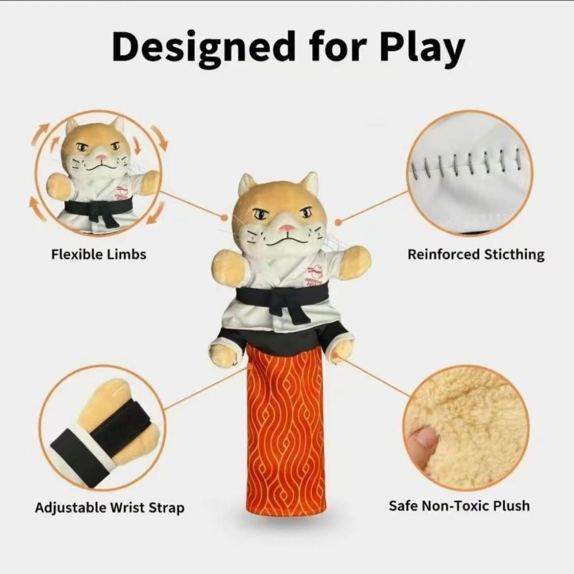 Cute Practical Cat Karate Kitty Puppet, Interactive Boxing Wrist Wrestling Toy, Fun Pet Plaything, Ideal Gift for Cats