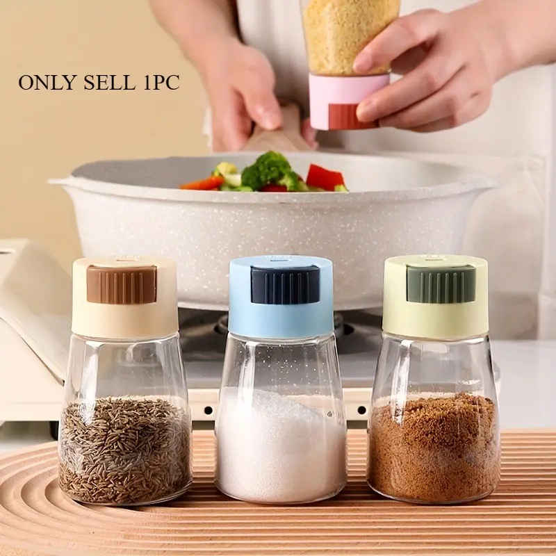 1pc/3pcs/6pcs Kitchen Push-type Quantitative Salt Shaker Salt Control Bottle Seasoning Dispensing Bottle