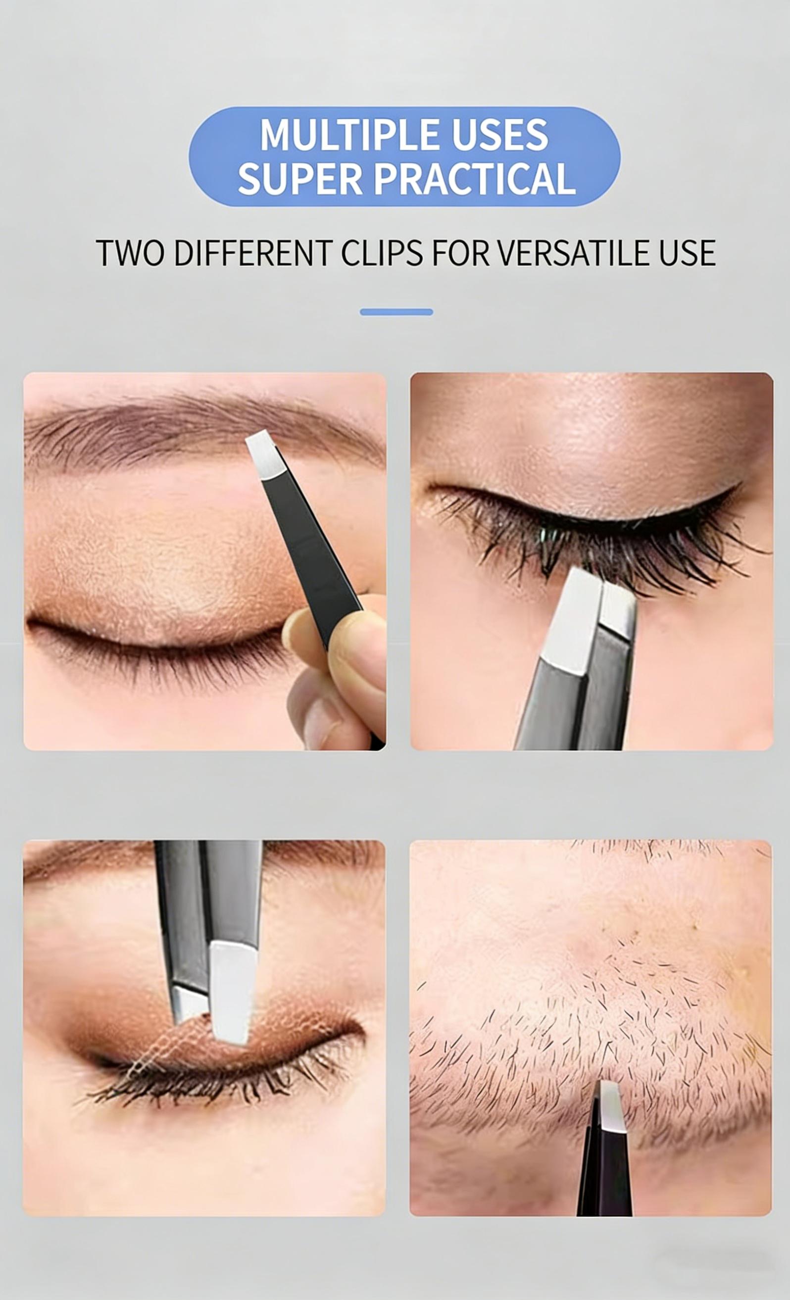 2pcs/lot Stainless Steel Tweezers, Pointed Tip Hair Removal Clamps, Eyelash Extension & Nail Art Black Tweezers, Anti-Static Precision Tweezers