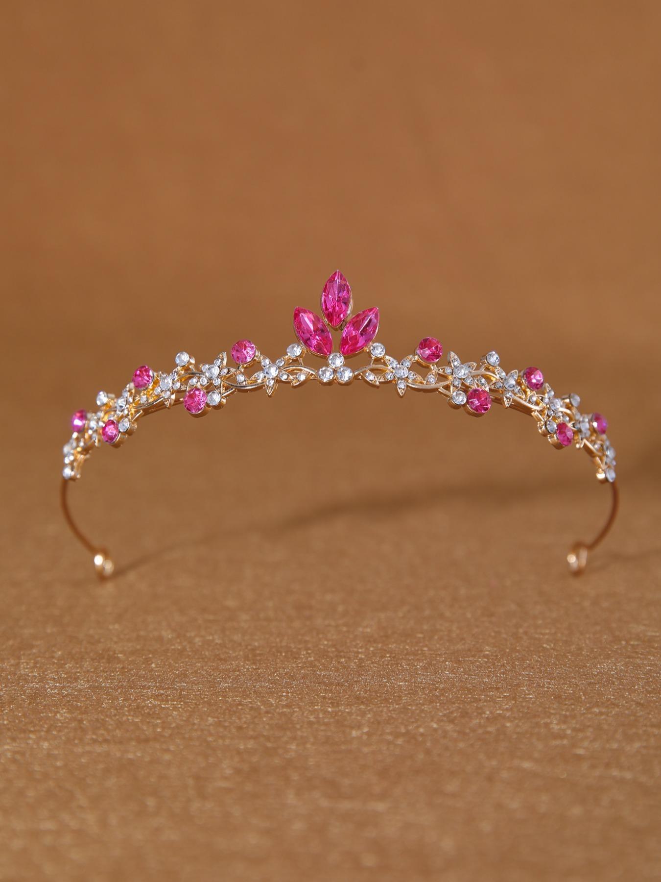 Colorful Crystal Bridal Crown, Multi-Color Rhinestone Wedding Headpiece, Elegant Princess Hair Accessory for Proms, Parties, Daily Wear