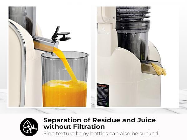 SUSTEAS 5.3" XL Juicer – Fits Whole Apples & Greens, No Chopping! Cold Press Tech for Max Nutrients & High Yield