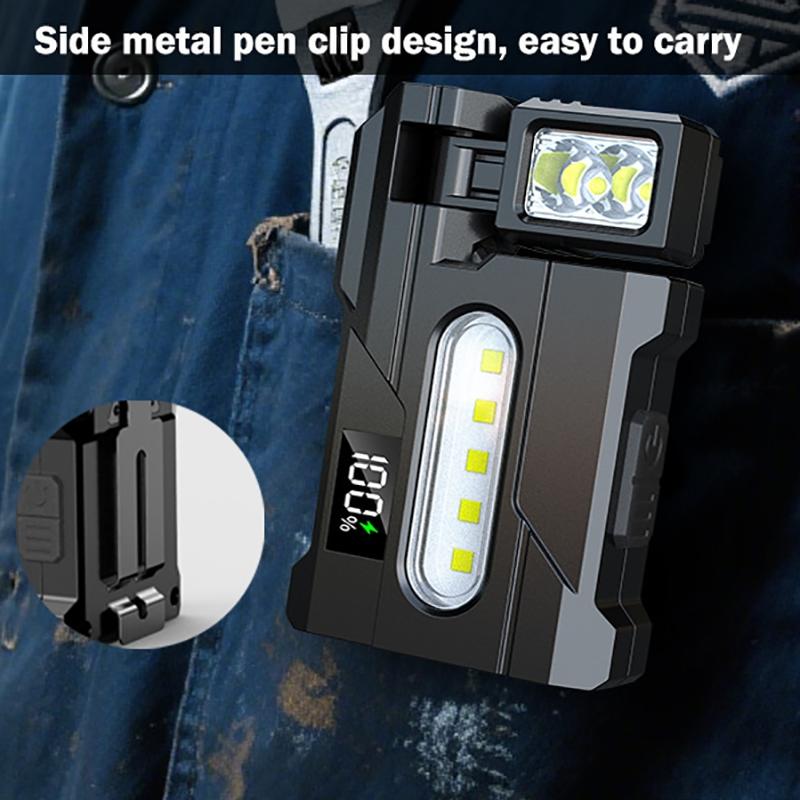 1PC EDC Multifunctional Flashlight, Small Powerful Keychain with Sidelight, High Lumens, USB-C Rechargeable, Multi-angle rotatable lamp head, 7 Mode, IPX5 Waterproof, for Hiking, Running, Outdoor, Emergency