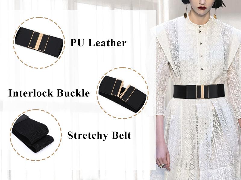 JASGOOD 4 Pack Cosplay Belt Wide Elastic Stretch Waist Belts for Women Dress