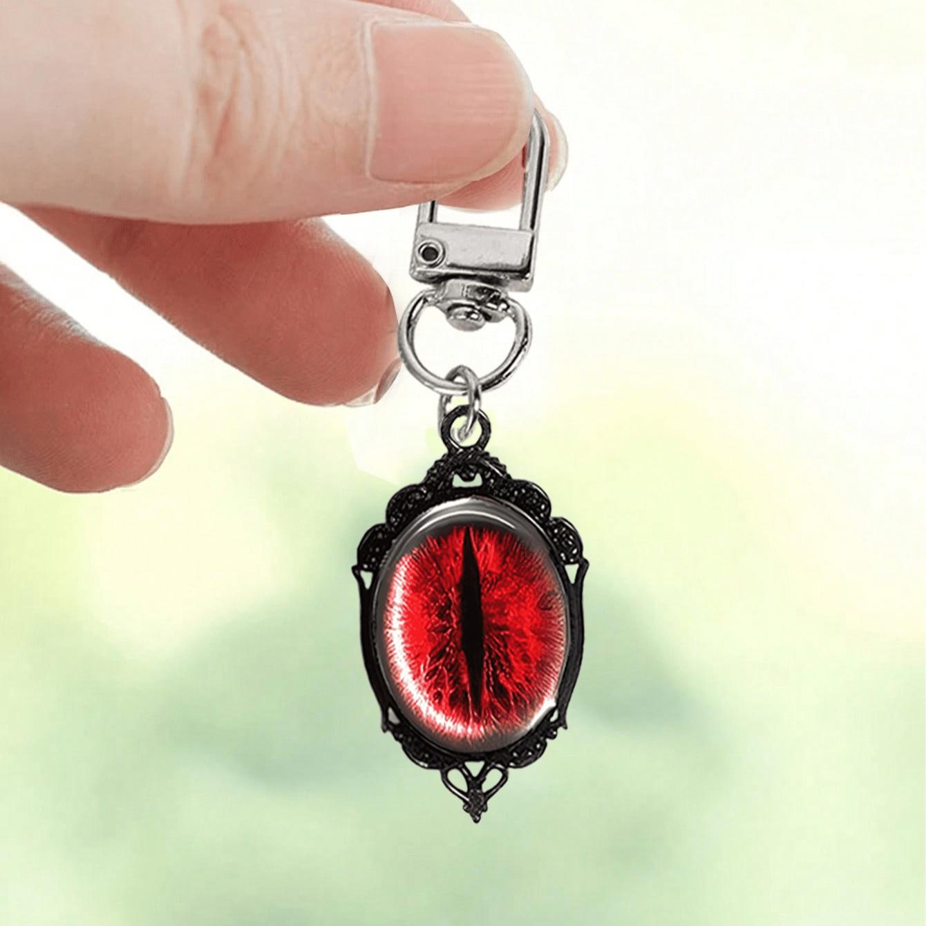 Vintage Gothic Dark Series Alloy Pendant, Fashion Charm Keychain, Blood Gem Demon Eye Pendant, Decorative Accessory for Wallets, Backpacks, Luggage