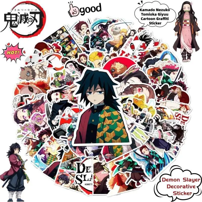 2026 Hot selling toys Demon Slayer Kamado Nezuko Tomioka Giyuu Cartoon Graffiti Stickers Creative Secondary Animation Peripheral Decoration Stickers Internet-famous toy