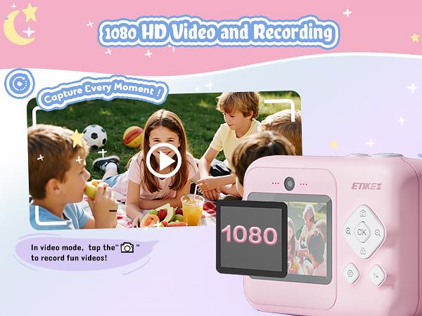 Instant Print Camera for Kids, HD Digital Camera, Christmas Birthday Gifts for Kids, Portable Toy Camera with 32GB SD Card & 3 Rolls Printing Paper,