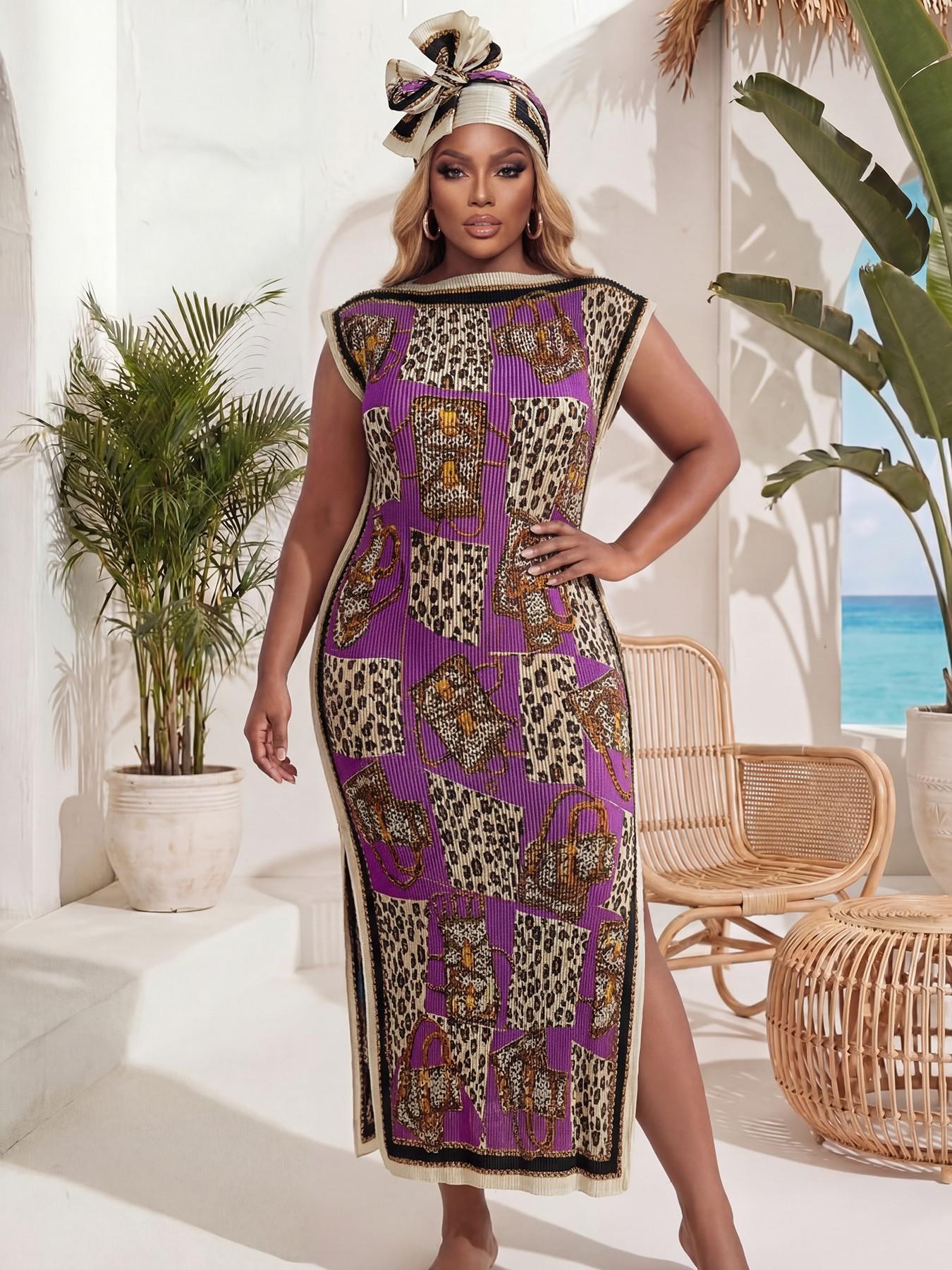 Elegant Ruffled Slim Fit Long Dress Set, Floral Print Shawl Scarf + Silk Ribbon, Women's Beach Sun Protection Wrap, All Seasons