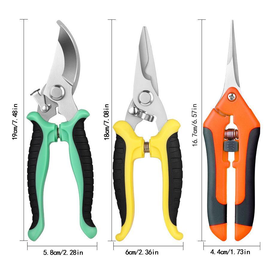 [Hot Sale] 3pcs Multipurpose Stainless Steel Garden Pruning Shears Set Sharp Durable for Fruit Tree Branch Cutting Limb Branch Cutter