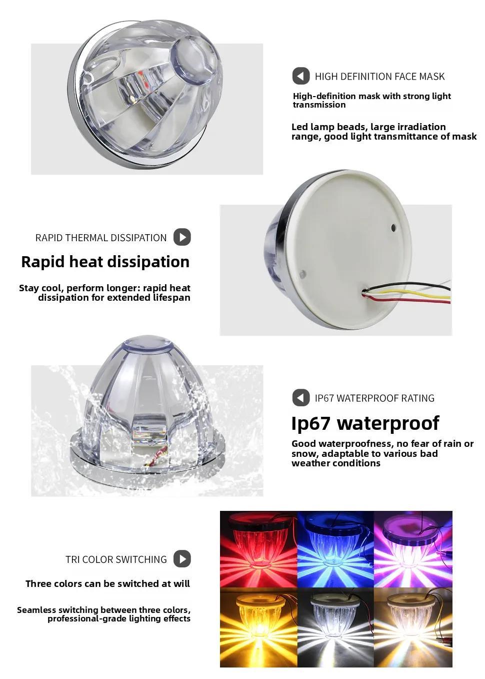 10PCS Dual Color Watermelon Lights for Car Truck Lorry Clearance LED Side Marker Light Trailers Caravan Strobe Signal Glow Lamp