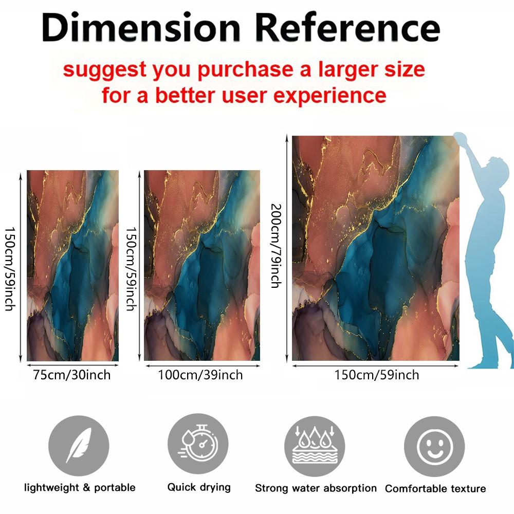 Fluid Ink Watercolor Beach Towel, Niche Artistic Design, Quick Dry Skin-friendly Lightweight Portable, Perfect for Seaside Vacation Photoshoot Daily Use