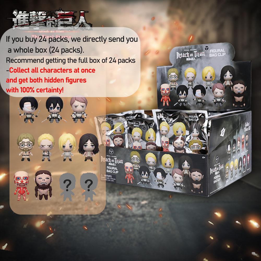 ATTACK ON TITAN Officially Licensed 3D Cartoon Anime Characters Series 3 Mystery Blind Box Keychain Eren JägerMikasa Ackerman Exquisite Collectibles for Friends Family Couples Birthday