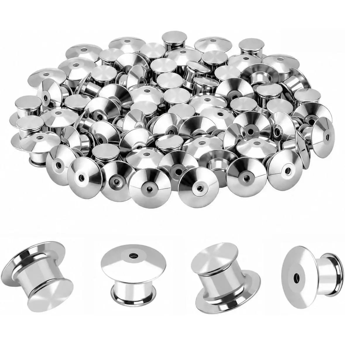 Locking Pin Backs 70 count, Metal Locking Pin Backs for Enamel Pins