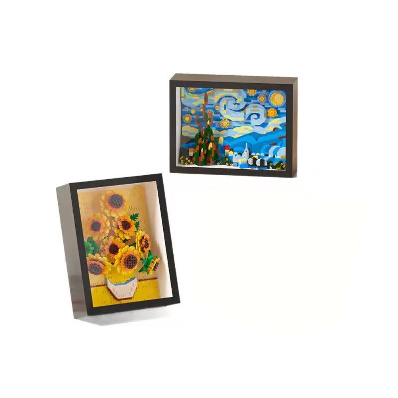 Sunflower Flower Building Blocks Set -Plant Collection Art Micro Architecture Model Home Decor Wall Art Adult Teen Architecture Kit Starry Night Van Gogh Toy Gift Lego Children's Decor Painting World Famous Art Gift