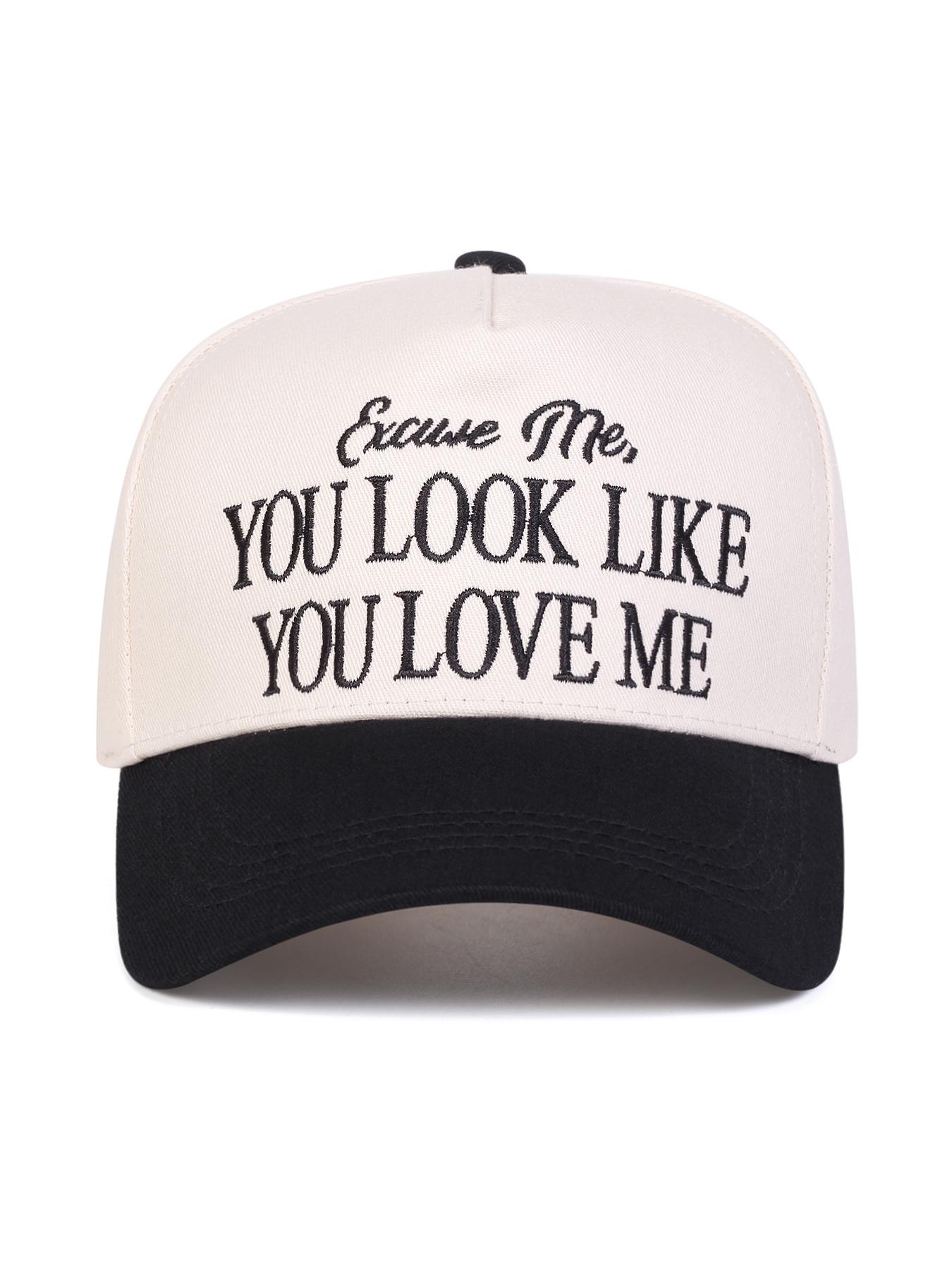Unisex You Love Me Letter Baseball Cap, Funny Cap, Adjustable Outdoor Sun Protection Hat, Casual Woven Fitted Cap for Spring & Fall Travel, Adjustable Snapback Cap