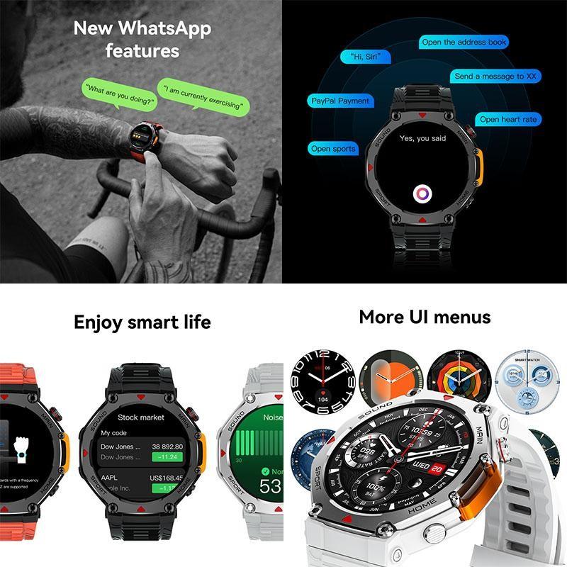 Men's Sport Smart Watch M-Rex4, 1.45 Inch HD Touch Screen, Bluetooth-compatible Call Sos NFC, Multi-Sport Modes, Heart Rate Sleep Monitor, 5atm Waterproof, 500mah Battery