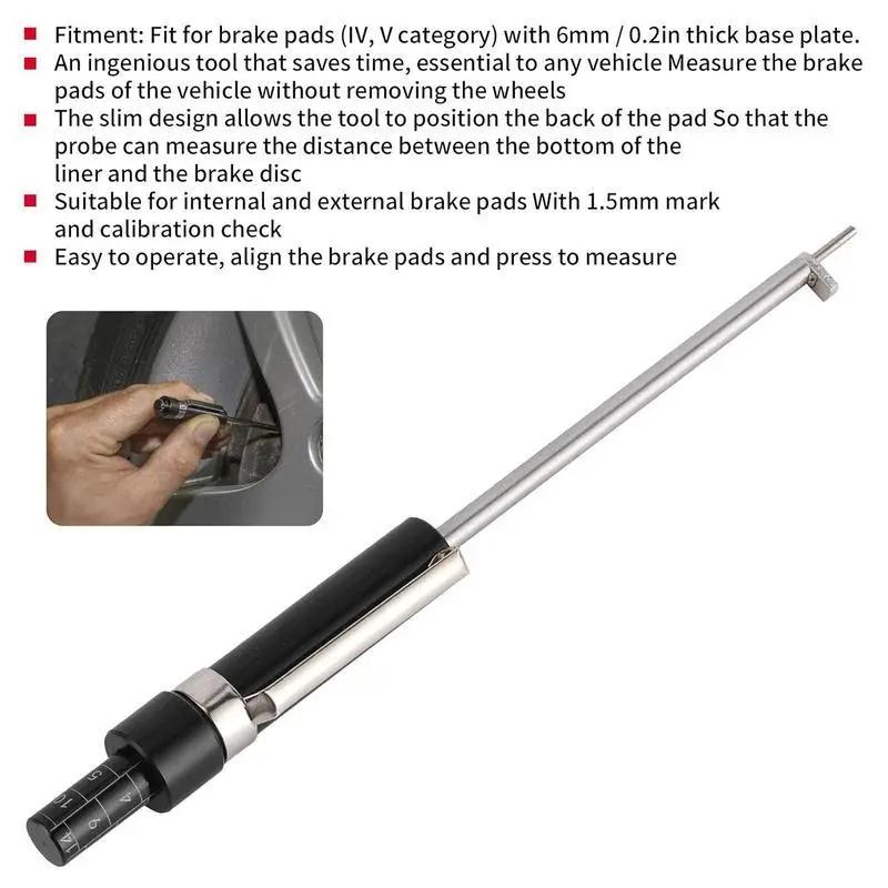 Car Brake Pad Thickness Measurement Tool, Includes Brake Shoe Scale, Base Plate Tester, Brake Pad Inspection Pen, Scale