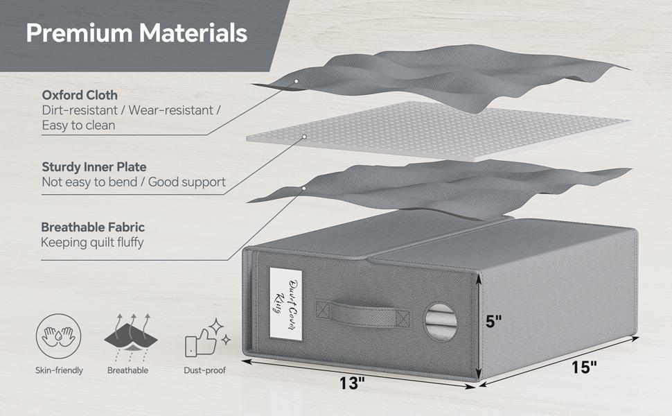 【Gift Box】TRZZ Foldable Bed Sheet Storage Bins 4-Pack | Queen/King Size Oxford Fabric Organizers with Transparent Windows & Reinforced Handles | 15"×13"×5"