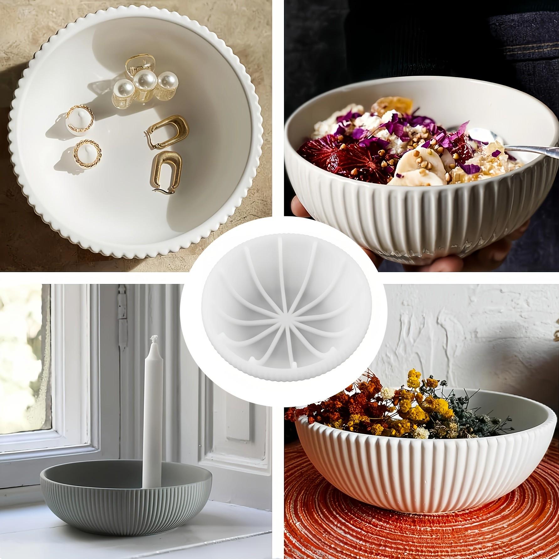 1-Piece Large Bowl Silicone Mould ,BOHO style, 20x7cm Striped Round Bowl, Resin Storage Container, DIY Craft Project