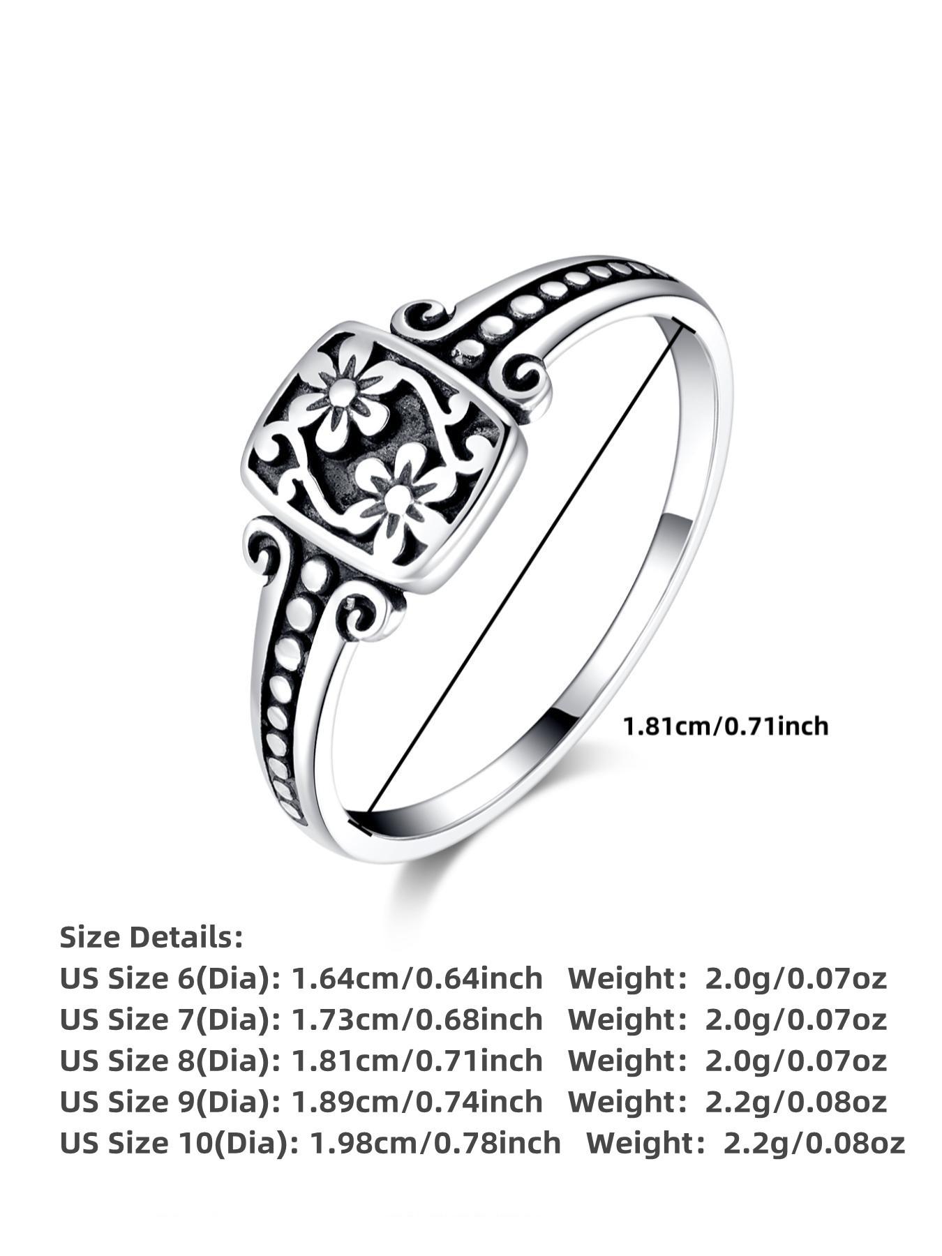 S925 Sterling Silver Vintage Flower Design Ring, Elegant Everyday Ring, Fashion Accessories for Both Men & Women, Trendy All-match & Exquisite Jewelry for Birthday Gift