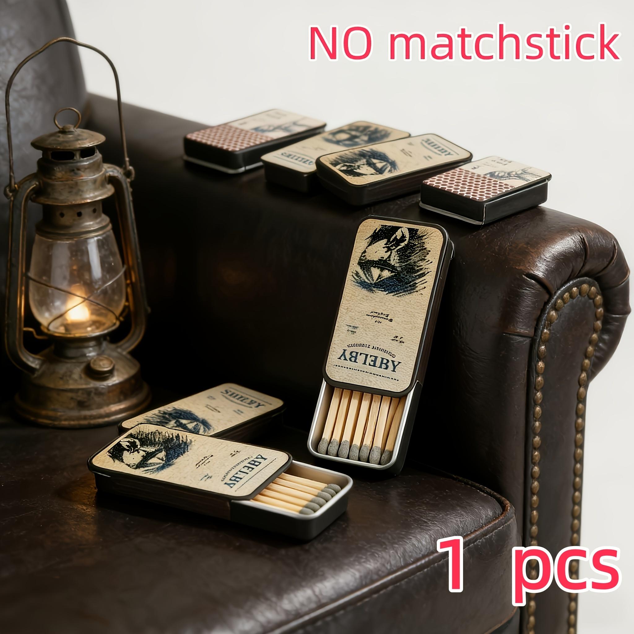 Vintage Retro Tin Matchbox - Thickened Tinplate, Strong and Moisture-Proof - Reusable - Retro Prints Filled with Nostalgic Charm - Smooth Sliding Lid - One Swipe Lights a Fire - Also a Decorative Item for the Desk - Excellent for Collecting
