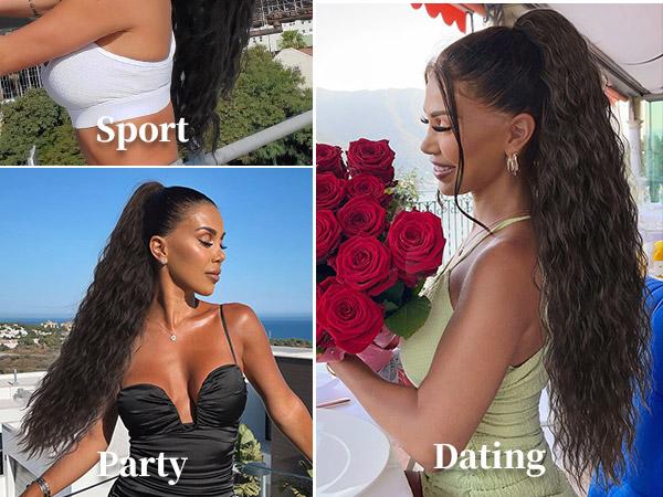 [kookastyle] Ponytail Extension Claw 30" Curly Pony Tail Clip in Claw Hair Extensions Fluffy Natural Looking Synthetic Hairpiece for Women